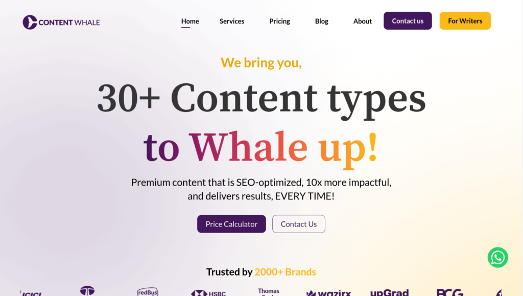 Content Whale is company that also offers ghostwriting services apart from website content and blog content services